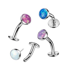 Threadless navelsmycke i titanium - Topp med 5mm opal