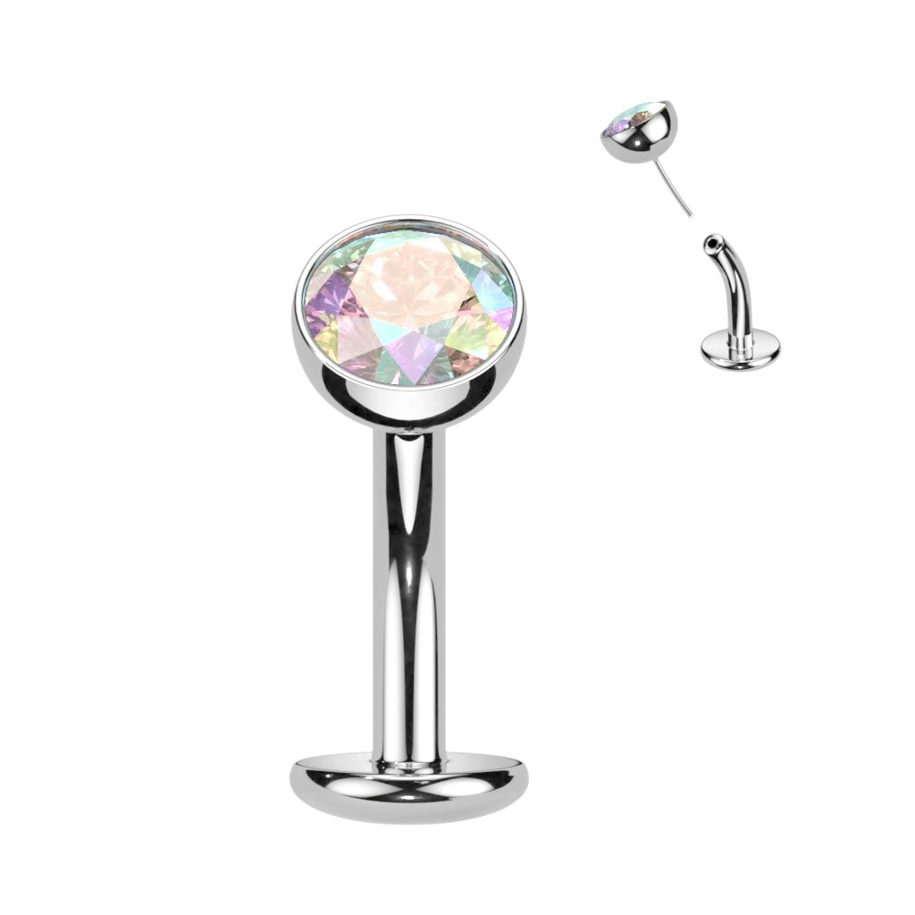 Threadless navelsmycke i titanium - Topp med 5mm kubisk zirconia
