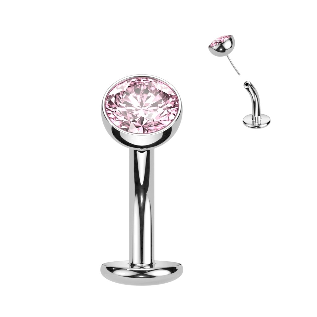 Threadless navelsmycke i titanium - Topp med 5mm kubisk zirconia