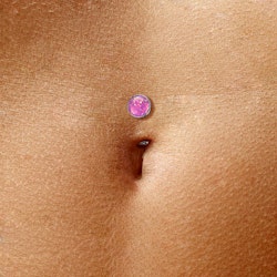 Threadless navelsmycke i titanium - Topp med 5mm opal