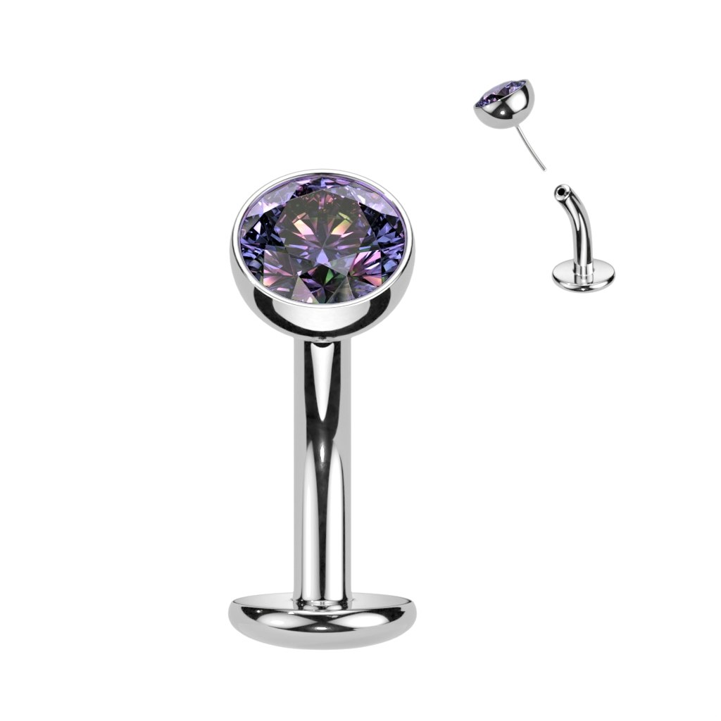 Threadless navelsmycke i titanium - Topp med 5mm kubisk zirconia