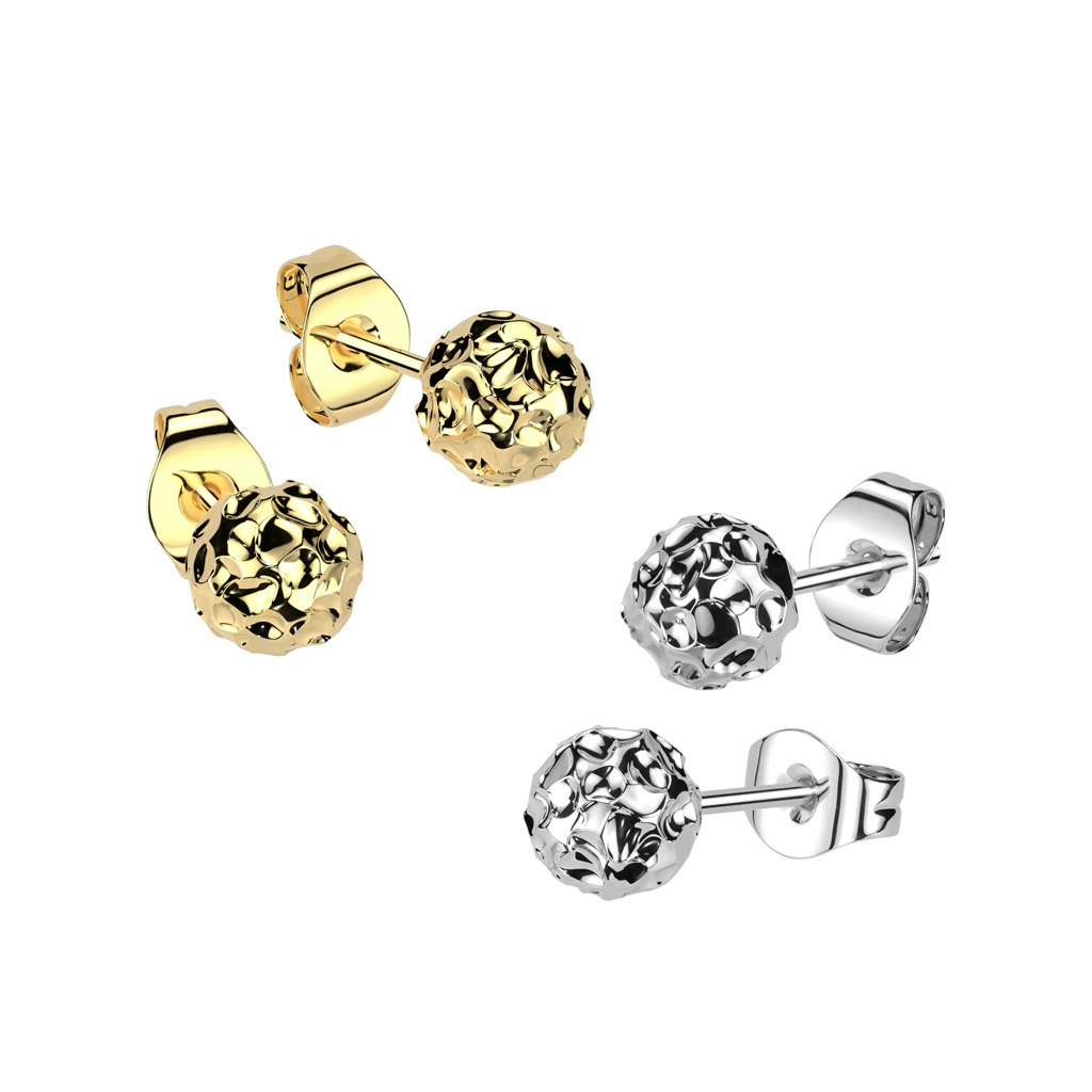 Hammered stainless steel ball earrings (sold in pairs)