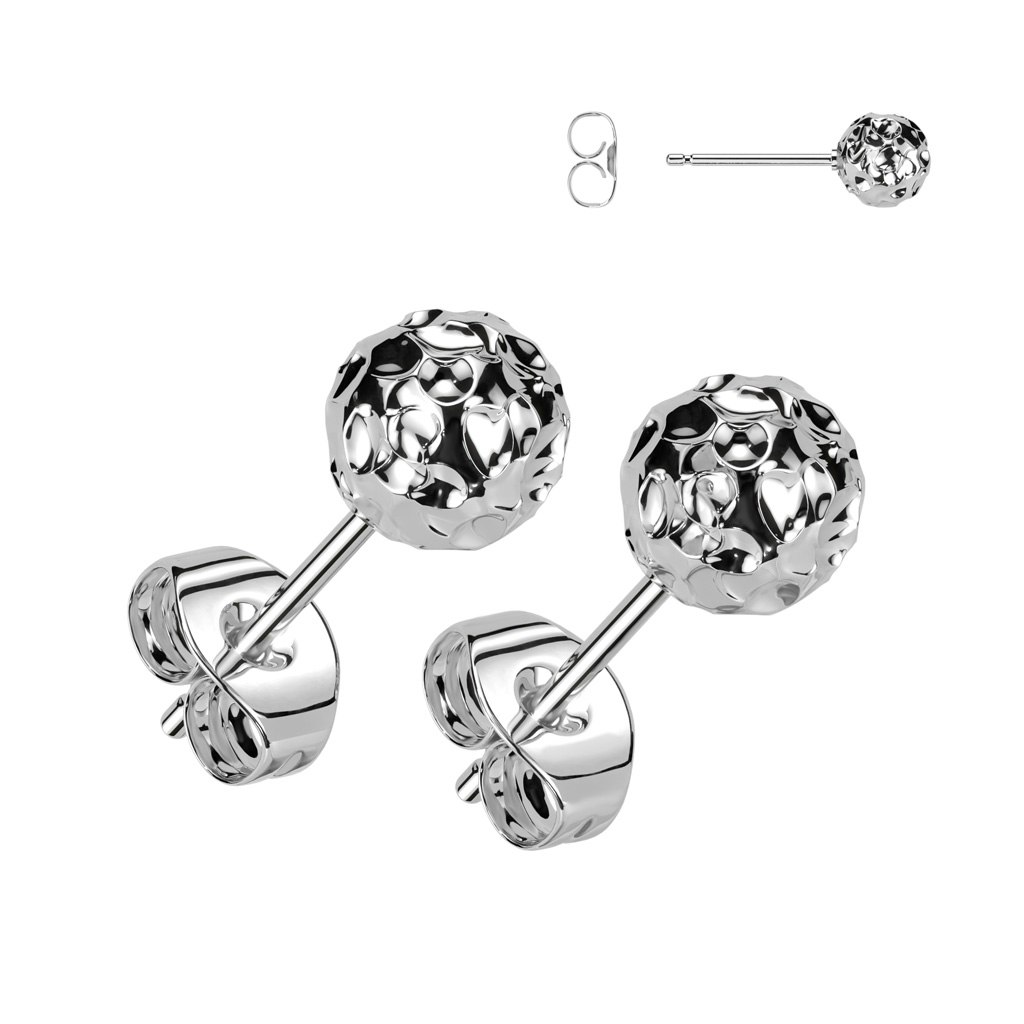 Hammered stainless steel ball earrings (sold in pairs)