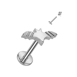 Labret / flat back piercing i titanium 1,2mm - Fladdermus