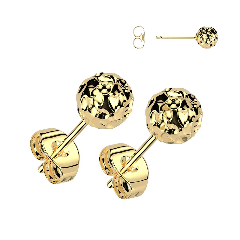Hammered stainless steel ball earrings (sold in pairs)