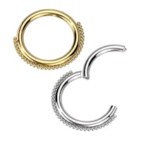 Clicker ring i kirurgiskt stål 1,2mm - med bollar på ytterkanten