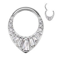 Clicker ring i titanium 1,2mm med baguettslipade och runda kubisk zirconia