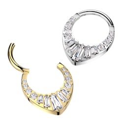 Clicker ring i titanium 1,2mm med baguettslipade och runda kubisk zirconia