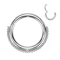 Clicker ring i kirurgiskt stål 1,2mm - med bollar på ytterkanten