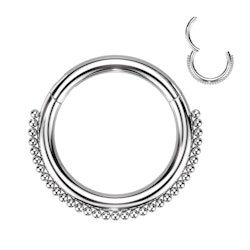 Clicker ring i kirurgiskt stål 1,2mm - med bollar på ytterkanten