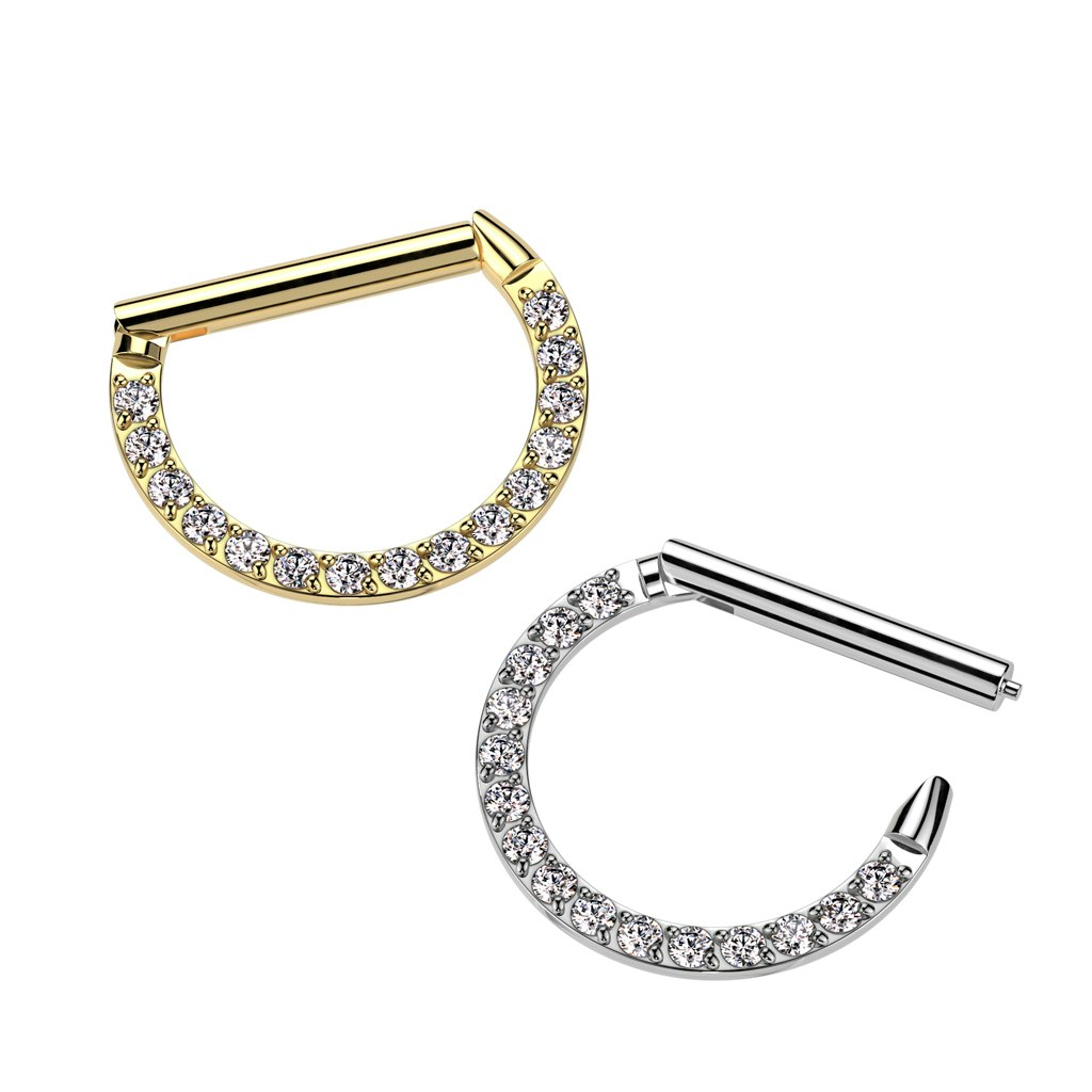 Clicker ring i kirurgiskt stål 1,2mm / 8mm med kubisk zirconia