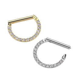 Clicker ring i kirurgiskt stål 1,2mm / 8mm med kubisk zirconia