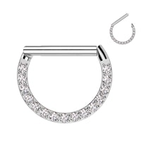 Clicker ring i kirurgiskt stål 1,2mm / 8mm med kubisk zirconia