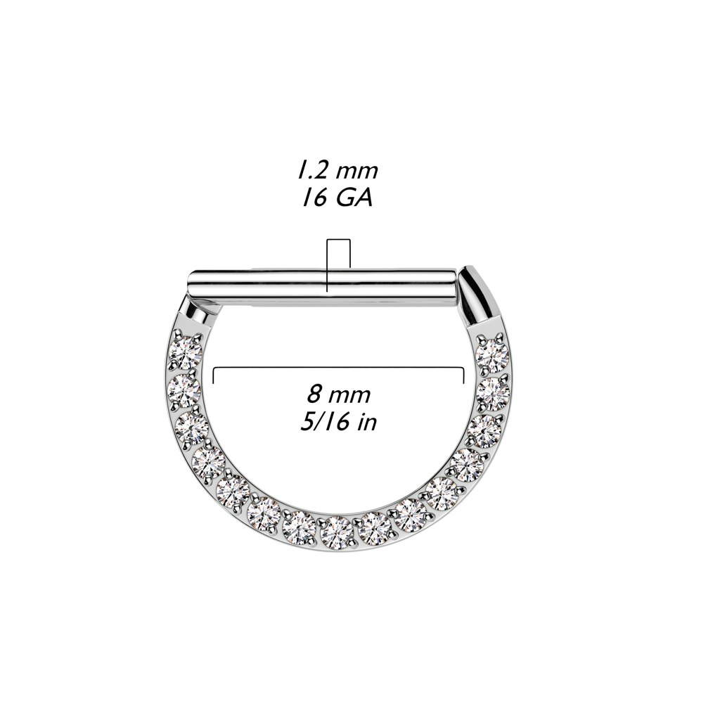 Clicker ring i kirurgiskt stål 1,2mm / 8mm med kubisk zirconia