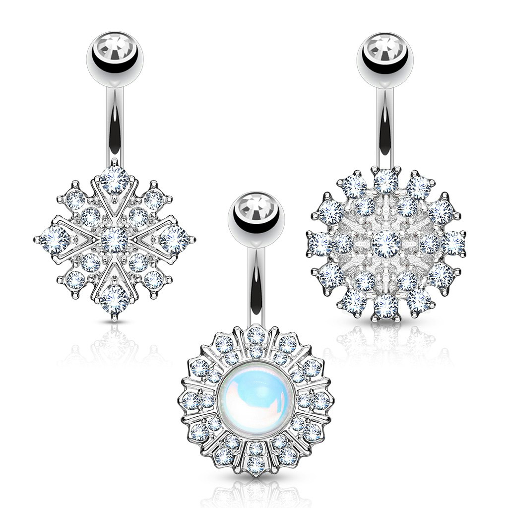 Liten ask med 3st navelsmycken med kubisk zirconia