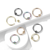 Ring med kulstängning - PVD-pläterad titanium 1,2mm med 3mm kula