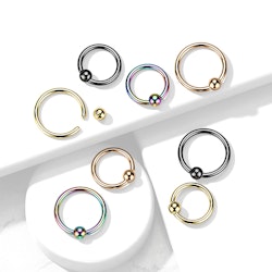 Ring med kulstängning - PVD-pläterad titanium 1,2mm med 3mm kula