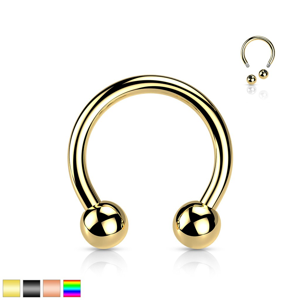 Hästsko / cirkulär barbell i PVD-pläterad titanium 1,2mm - 1,6mm
