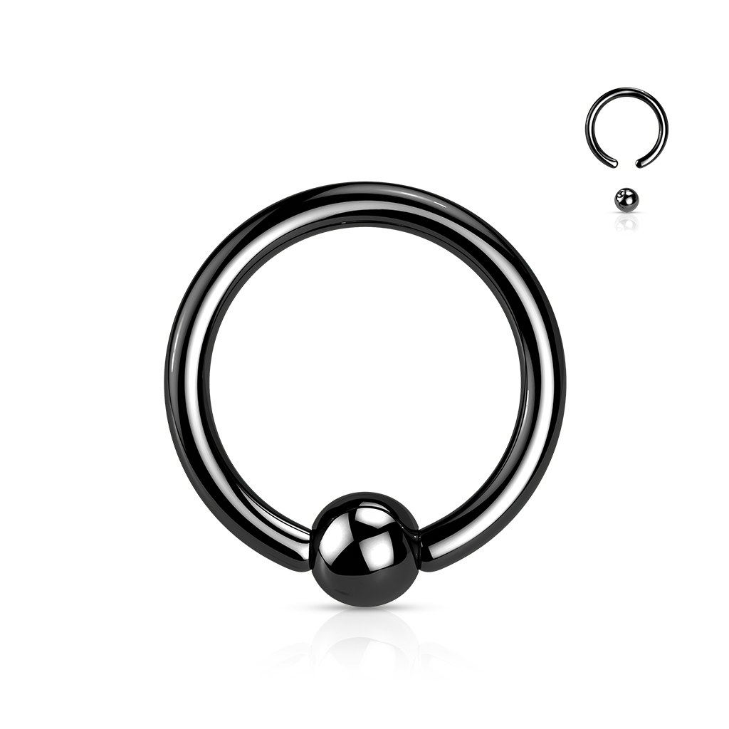 Ring med kulstängning - PVD-pläterad titanium 1,2mm med 3mm kula