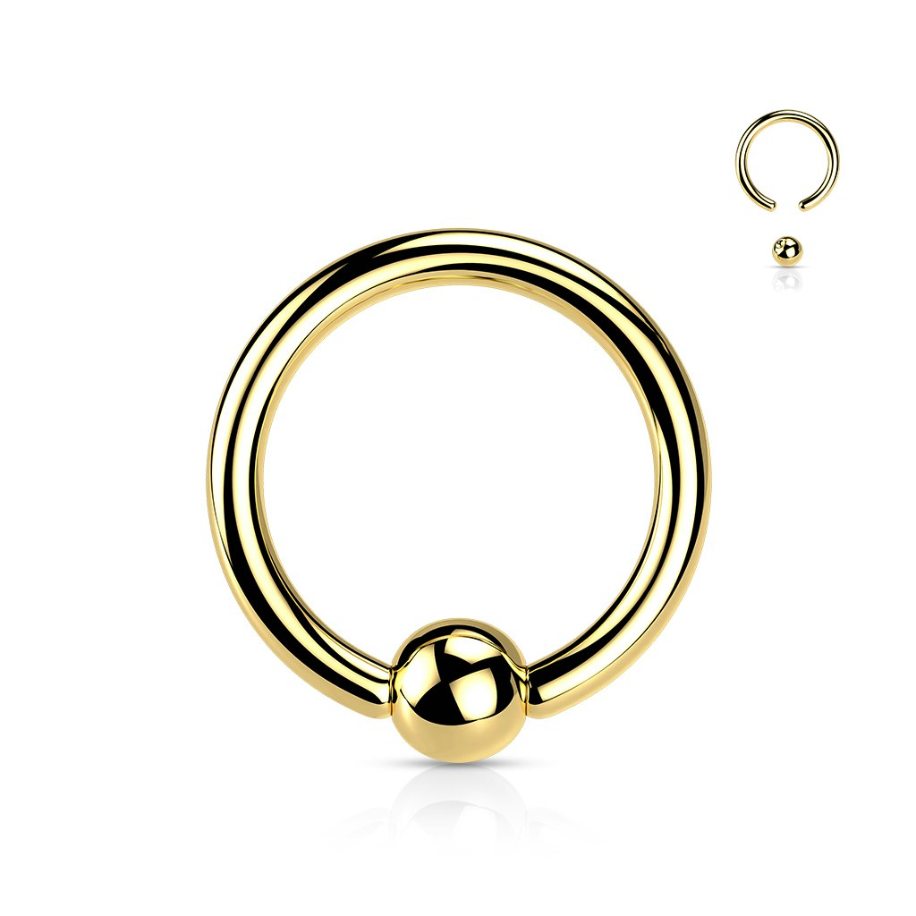 Ring med kulstängning - PVD-pläterad titanium 1,2mm med 3mm kula