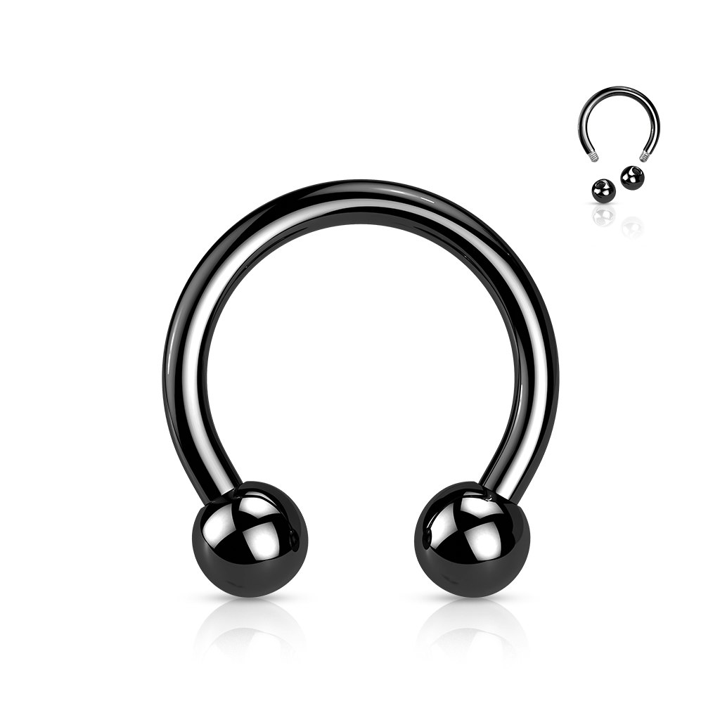 Hästsko / cirkulär barbell i PVD-pläterad titanium 1,2mm - 1,6mm