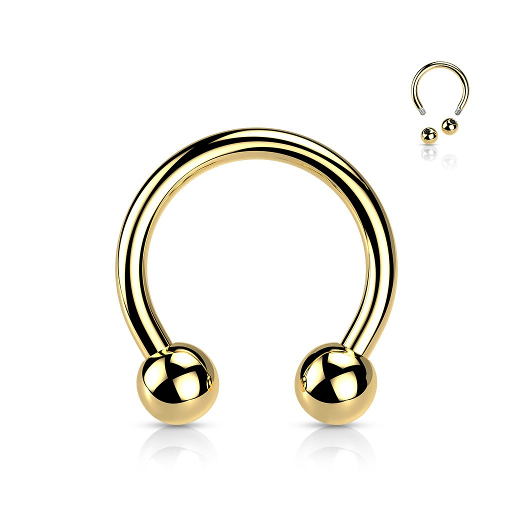 Hästsko / cirkulär barbell i PVD-pläterad titanium 1,2mm - 1,6mm