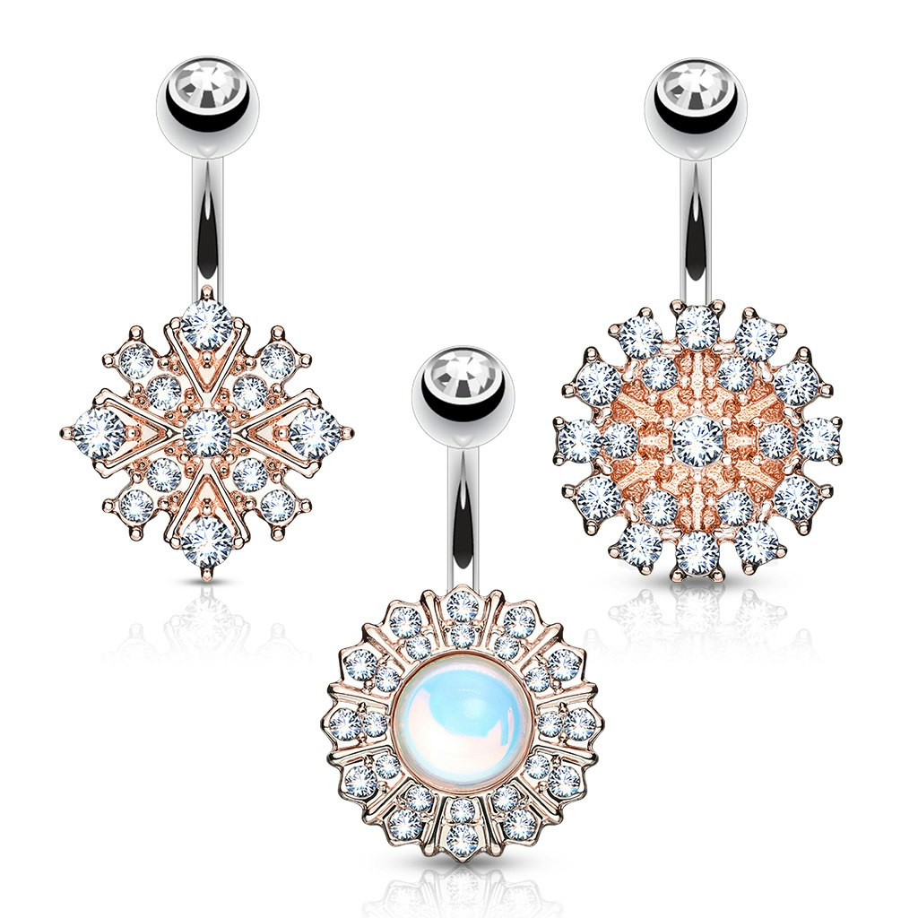 Liten ask med 3st navelsmycken med kubisk zirconia