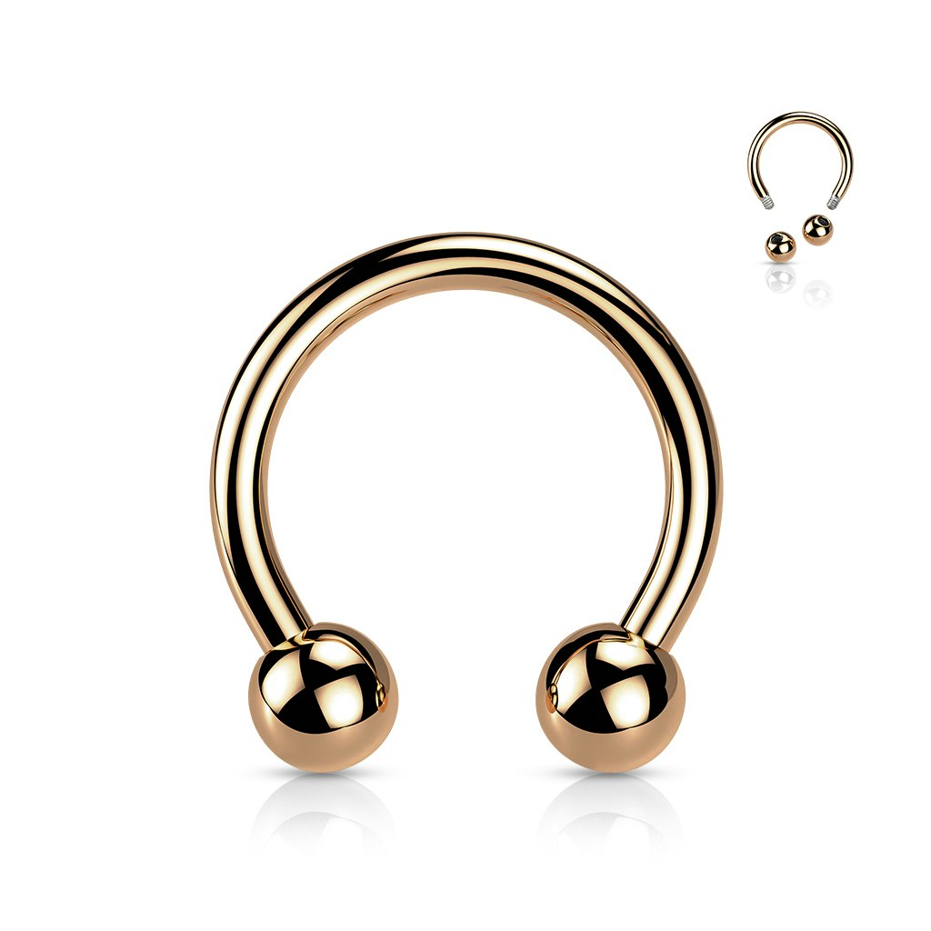 Hästsko / cirkulär barbell i PVD-pläterad titanium 1,2mm - 1,6mm