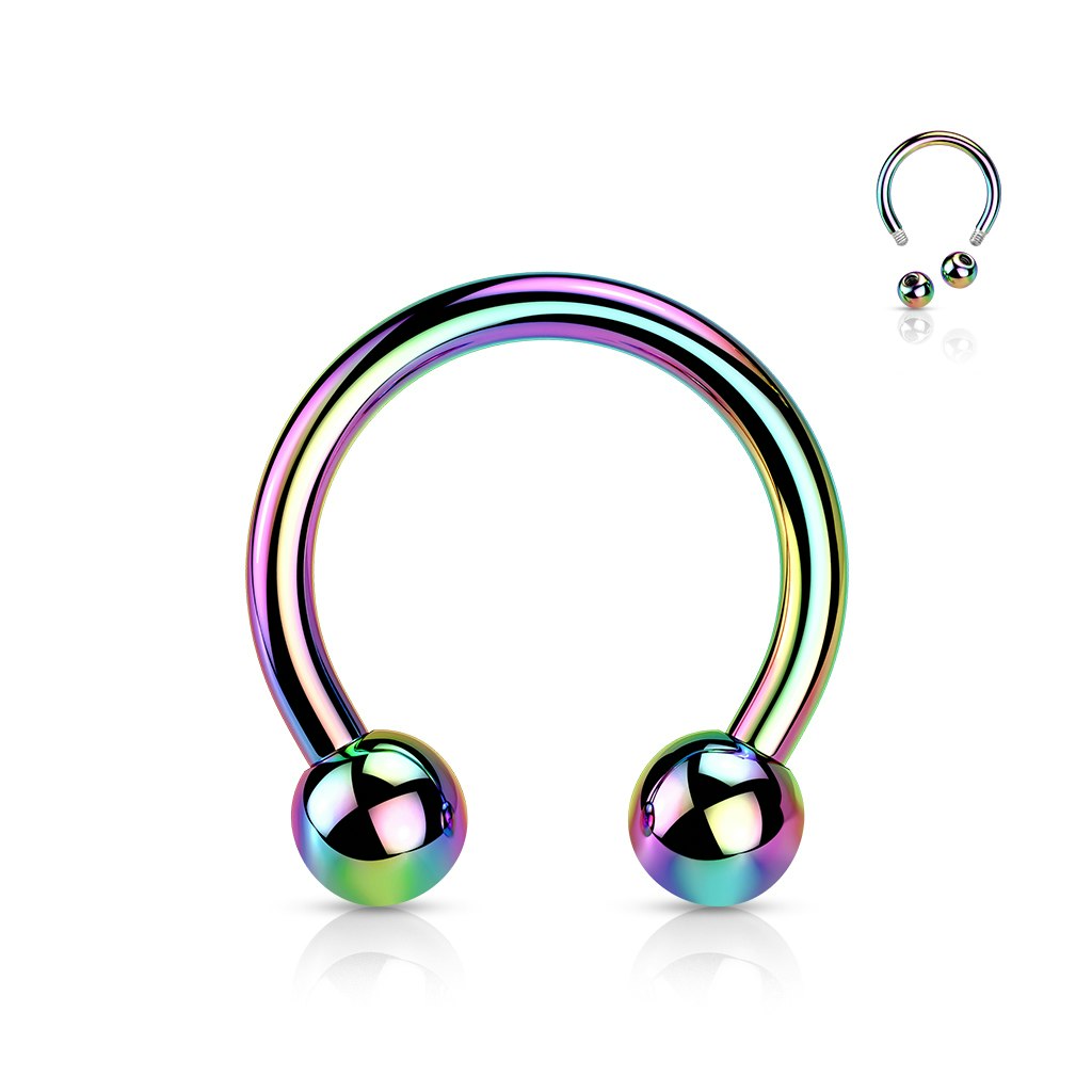 Hästsko / cirkulär barbell i PVD-pläterad titanium 1,2mm - 1,6mm