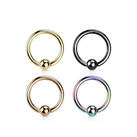Ring med kulstängning - PVD-pläterad titanium 1,2mm med 3mm kula