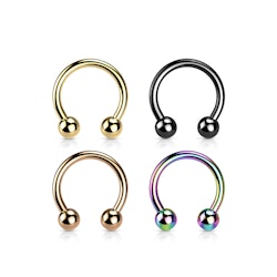 Hästsko / cirkulär barbell i PVD-pläterad titanium 1,2mm - 1,6mm