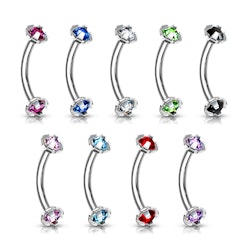 Ögonbrynsstav invändigt gängad kirurgiskt stål 1,2mm / 8mm lång med 3mm kubisk zirconia