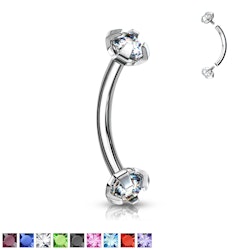 Ögonbrynsstav invändigt gängad kirurgiskt stål 1,2mm / 8mm lång med 3mm kubisk zirconia