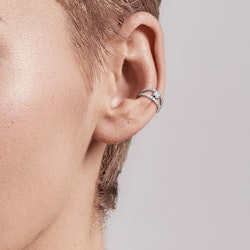 Clicker ring i kirurgiskt stål 1,2mm - centrerad kubisk zirconia och dubbel crystalklädd hoop