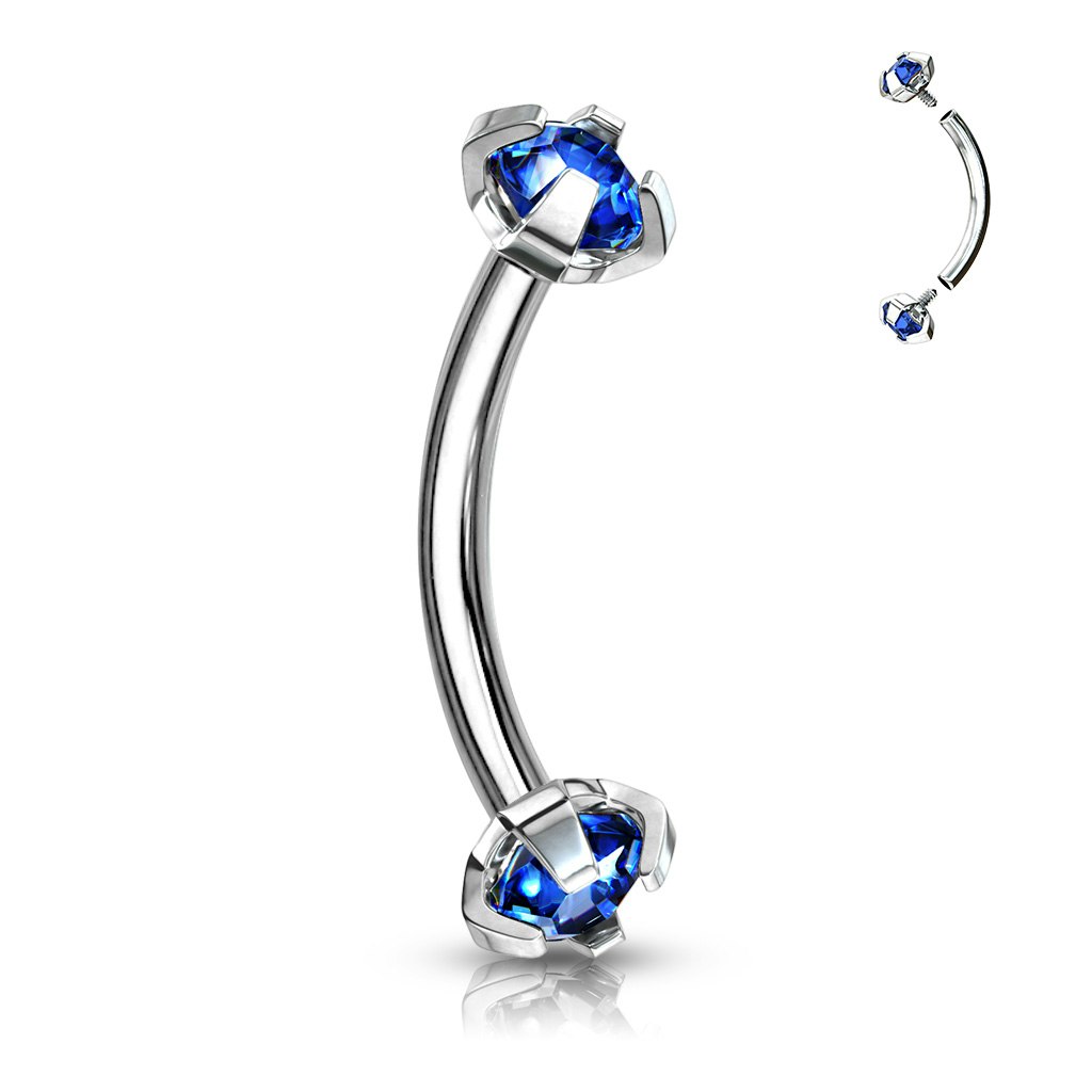 Ögonbrynsstav invändigt gängad kirurgiskt stål 1,2mm / 8mm lång med 3mm kubisk zirconia