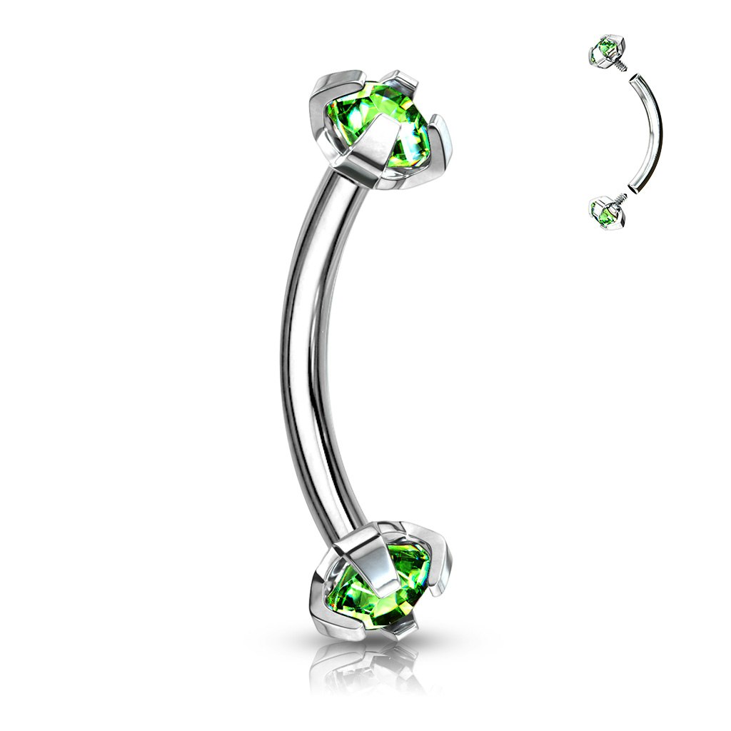 Ögonbrynsstav invändigt gängad kirurgiskt stål 1,2mm / 8mm lång med 3mm kubisk zirconia