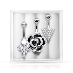 Liten ask 3st navelsmycken - med cubic zirconia