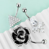 Liten ask 3st navelsmycken - med cubic zirconia