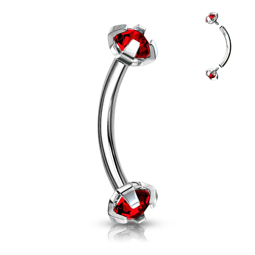 Ögonbrynsstav invändigt gängad kirurgiskt stål 1,2mm / 8mm lång med 3mm kubisk zirconia