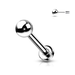 Labret / Flat back piercing threadless i titanium 1,2mm med 3mm kula