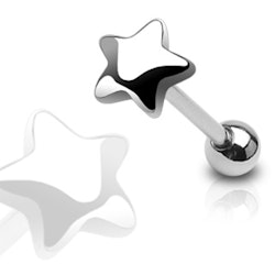 Tungpiercing 1,6mm med stjärntopp