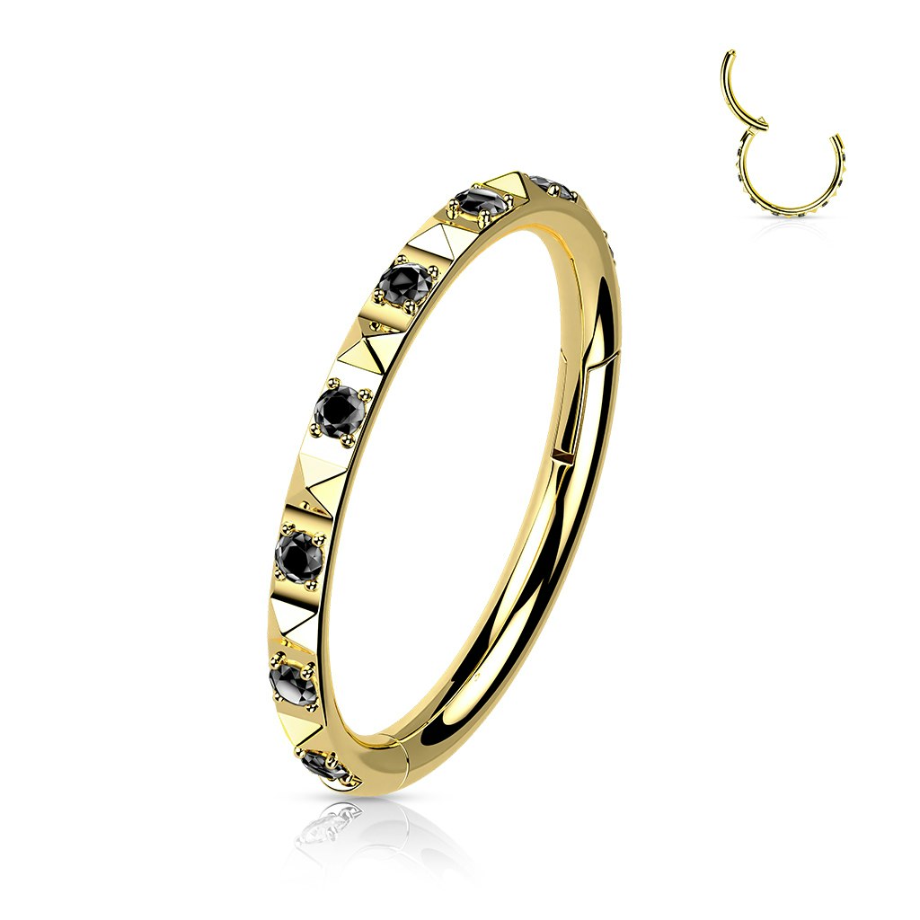 Clicker ring i titan 1,2mm med pyramidslipad ytterkant och kubisk zirconia