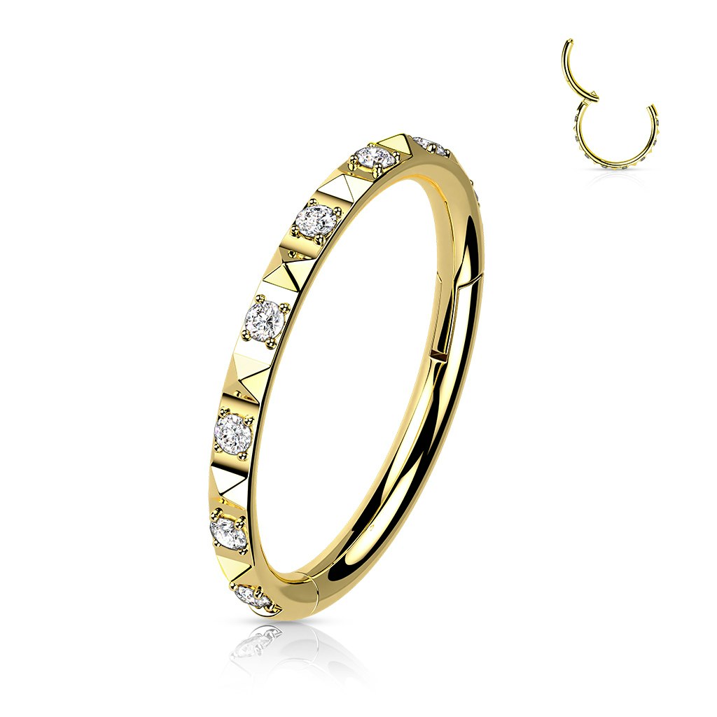 Clicker ring i titan 1,2mm med pyramidslipad ytterkant och kubisk zirconia