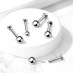 Labret / Flat back piercing threadless i titanium 0,8mm med 2mm kula