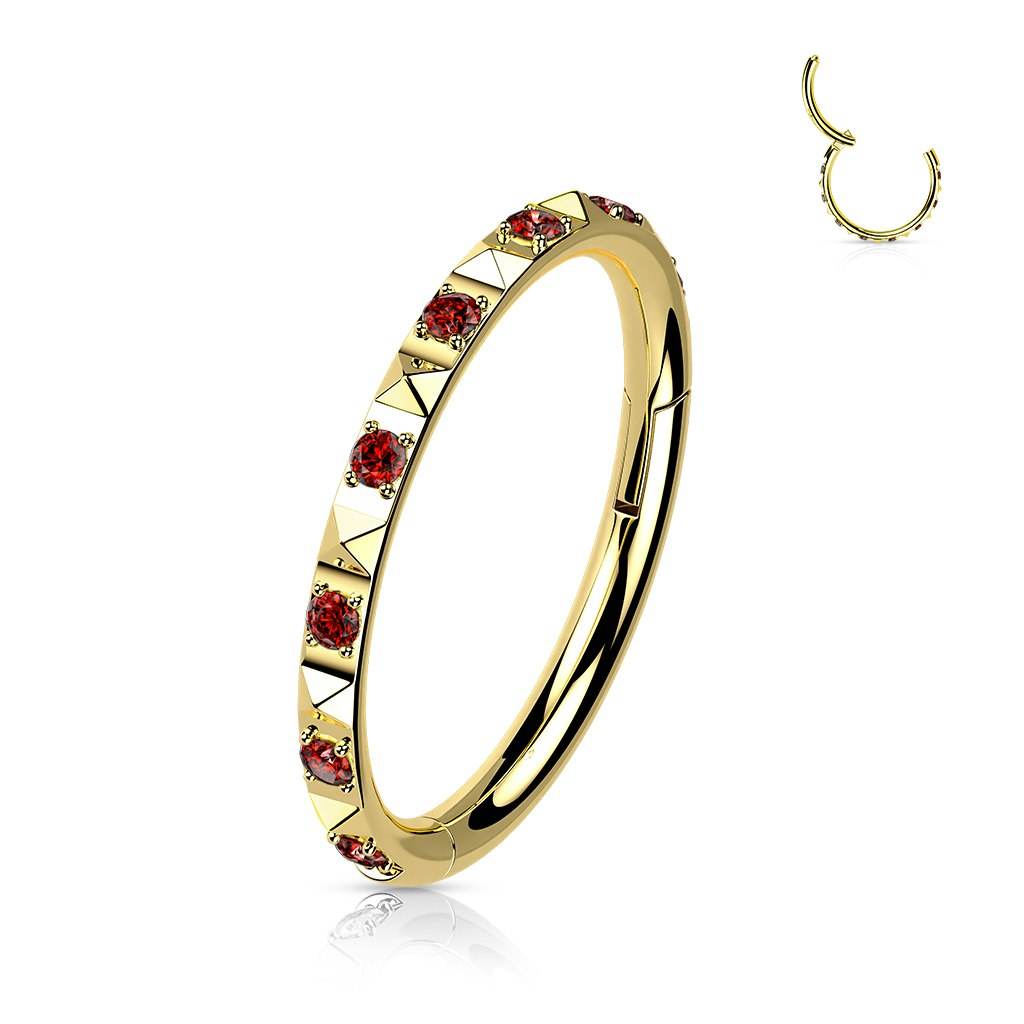 Clicker ring i titan 1,2mm med pyramidslipad ytterkant och kubisk zirconia