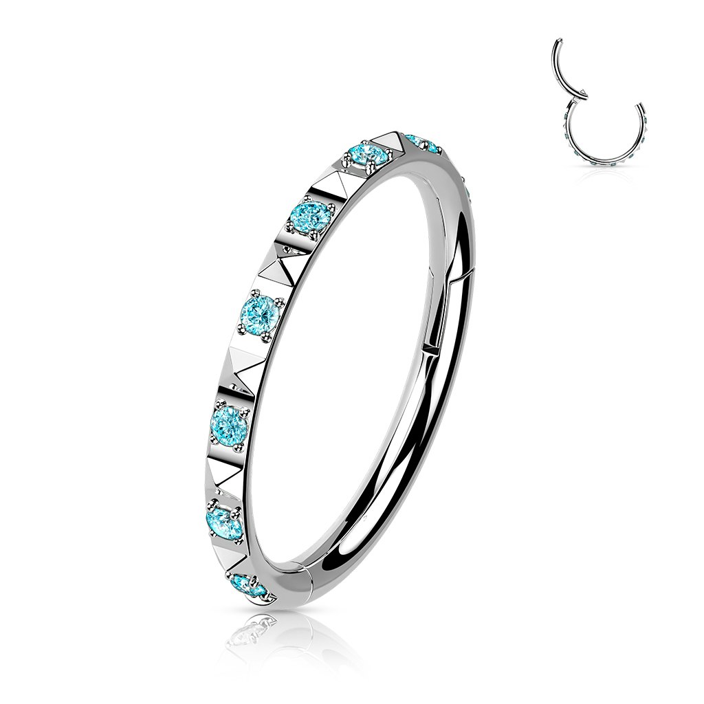 Clicker ring i titan 1,2mm med pyramidslipad ytterkant och kubisk zirconia