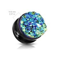 Svartpläterad plugg med blå druzy stone