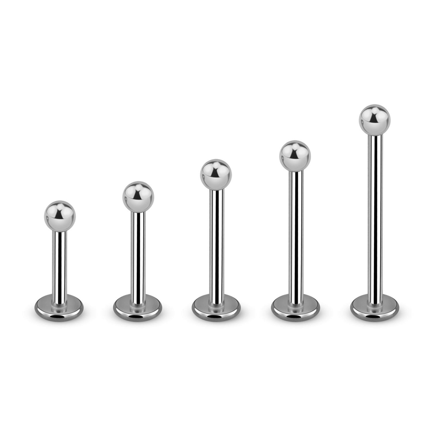 Labret / Flat back piercing 1,0mm i kirurgiskt stål - med 2mm kula