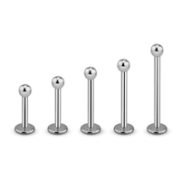 Labret / Flat back piercing 1,0mm i kirurgiskt stål - med 2mm kula