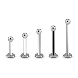 Labret / Flat back piercing 1,0mm i kirurgiskt stål - med 2mm kula